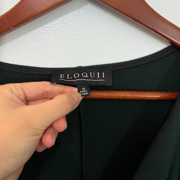 Eloquii Dark Green Cowl Neck Knit Long Sleeve Sweater Dress Shift Classy 18 Plus - Picture 8 of 9